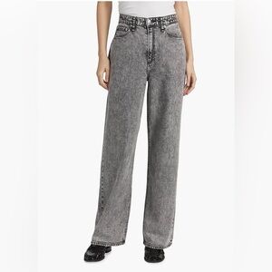 rag & bone Acid Wash Wide Leg Jeans - Gray